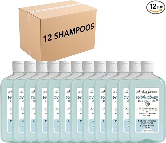 Bobbi Panter Oatmeal Dog Shampoo Aloe Vera, Chamomile & Rosemary – Moisturizing Natural Formula for Dry Skin, Tear-Free, 30:1 Concentrate, 14 oz (Case of 12)