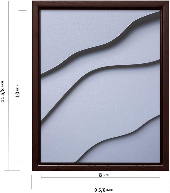 Monem Art Minimalist White Paper Waves Print - Abstract Scandinavian Texture Poster - Wall Decor for Living Room, Bedroom or Office - 8x10 Brown Framed CANVAS Wall Art by Mareike Bohmer