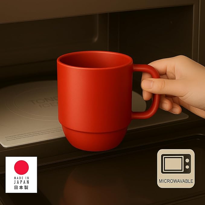 JapanBargain Japanese Plastic Mug 12oz, Red, BPA-Free Non-Toxic Unbreakable Camping Coffee Tea Milk Juice Water Mug, Made in Japan, Dishwasher & Microwave Safe