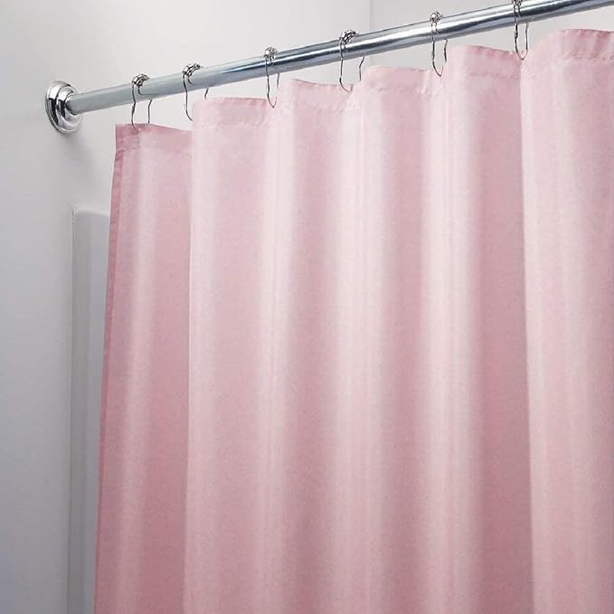 Dependable Industries inc. Essentials Bathroom Magnetized Shower Curtain Liner with Metal Grommets Waterproof (Pink)