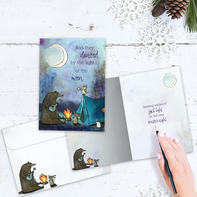 Tree-Free Greetings - Winter Solstice Greeting Card - Artful Designs - 1 Card + Matching Envelope - Made in USA - 100% Recycled Paper - 5"x7" - And They Danced (GO65372)