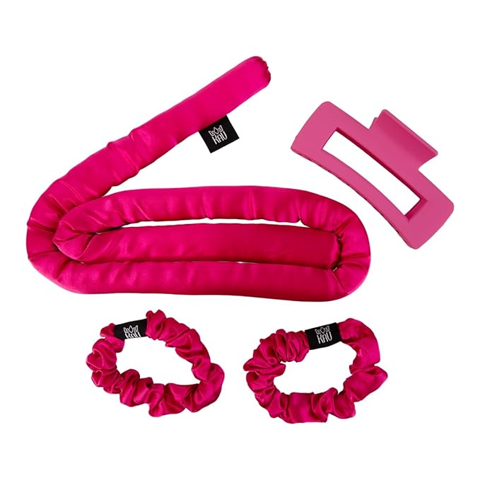 Heatless Hair Curler, Satin Hair Rollers for Heat less Curls Overnight, Premium Satin for No Heat Curls, Overnight Heatless Curling Rod to Sleep In, Silky Curlers with Clip and Scrunchies