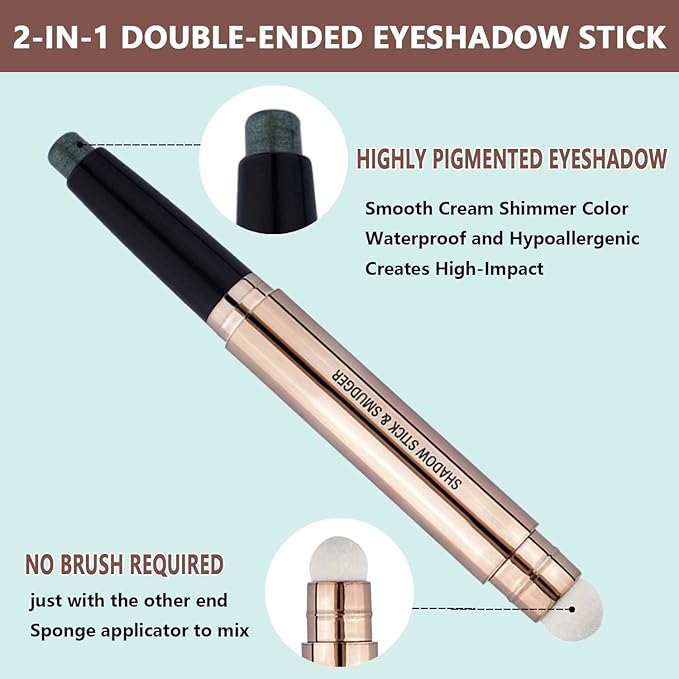 Green Eyeshadow Stick Eye Makeup Cream Shimmer Smooth Glitter Dark Light Matte Single Crayon Primer Palette Eyeliner Eyeshadow Pencil Natural Waterproof Long Lasting