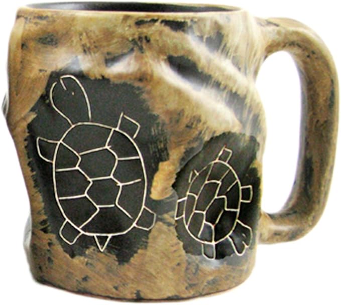 One (1) MARA STONEWARE COLLECTION - 20 Oz. Rock Art Coffee Cup Collectible Dinner Mug - Turtle Design