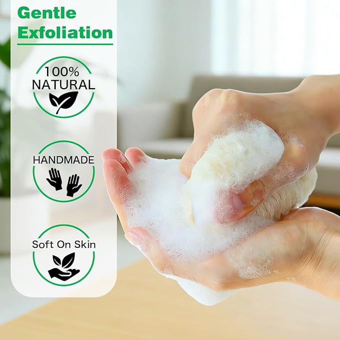 pisdoplop Natural Loofah Exfoliating Body Sponge Scrubber, 4 inch-Long Organic Loofa Luffa Plant-Based for Men & Women Skin Care Bath Shower Cleaning, Natural Sponges for Dishes
