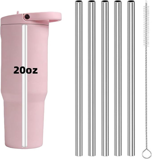 5Pcs Metal Replacement Straw Compatible for HydroJug 20oz 32 oz 40oz, Tritan Clear Drinking Straws Fit for HydroJug Sports and Traveler Stainless Steel Water Bottle Accessories (20oz, Sport)