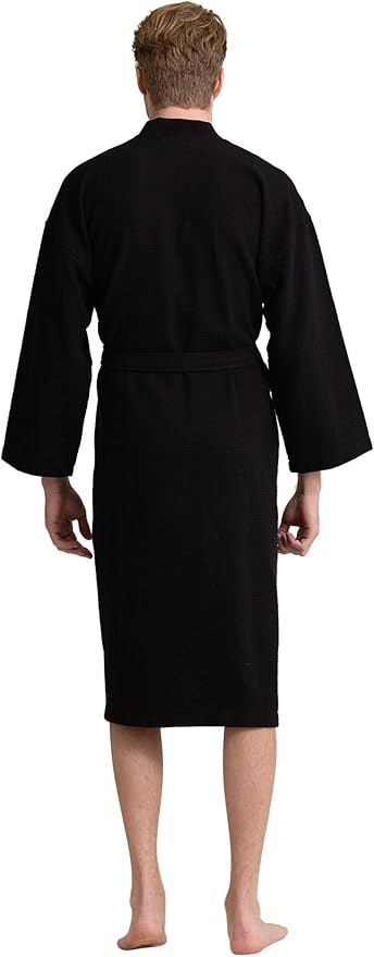 Men's Luxury Waffle Weaved Cotton Bathrobe - Lightweight & Soft - Quick Dry & Absorbent - Spa Robe for Men