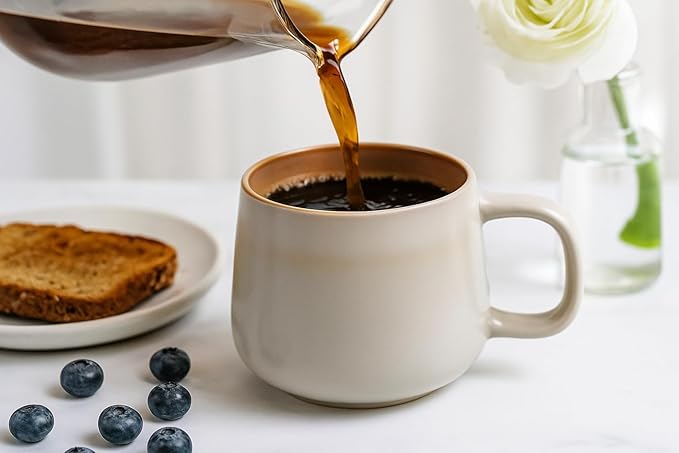 Ava Nord Large Ceramic Coffee Mugs Set of 4 | 16 oz Stoneware Coffee Cups | Lead-Free, Non-Toxic | Microwave and Dishwasher Safe | Comfortable Handle | Nordic Design for Tea, Cocoa, Latte | Sage Ash