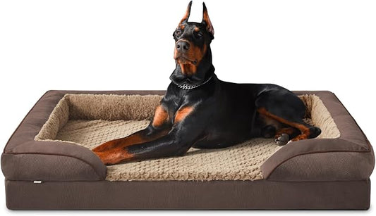 INVENHO Orthopedic Dog Bed for Extra Large Dogs, XXL Egg-Crate Foam Dog Couch with Washable Removable Cover, Waterproof Lining and Nonskid Bottom