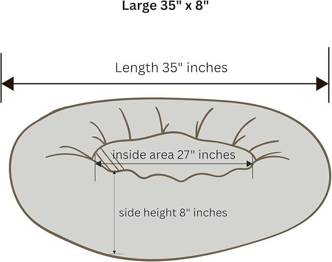 Organic Cotton Canvas Dog Bed: Removable Cover, Natural Fill - Made in USA (Gray, Large 35" x 8" inches)