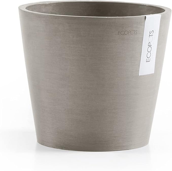 Ecopots Amsterdam Mini Durable Modern Round Recycled-Based Composite Flower Pot Planter, Taupe, 4"
