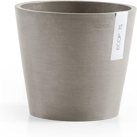 Ecopots Amsterdam Mini Durable Modern Round Recycled-Based Composite Flower Pot Planter, Taupe, 4"