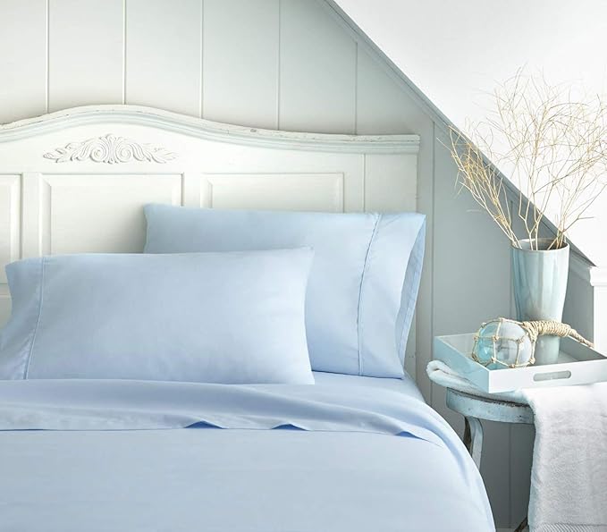 ORGANIC TEXTILES Bed Sheets with Organic Cotton, Solid, Queen, 350 Thread Count, 1 Fitted Sheet, 1 Flat Sheet, 2 Pillowcases