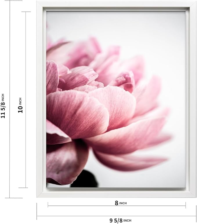 Monem Art Pink Peony Macro Photography Print - Minimalist Floral Art Poster - Wall Decor for Living Room, Bedroom or Office - 8x10 White Framed CANVAS Wall Art by Mareike Bohmer