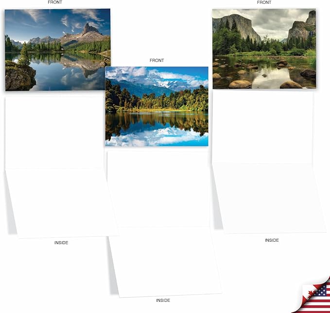 The Best Card Company - Box of 10 All Occasion Cards Blank (4 x 5.12 Inch) - Scenic Landscape Cards Assorted - Reflections M1728BN