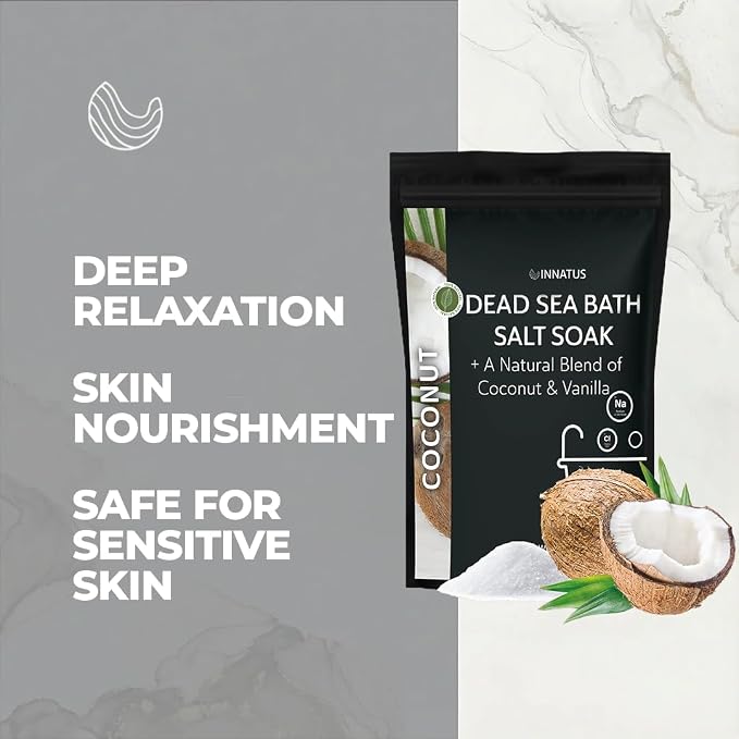 Dead Sea Soothing Bath Salt Soak with 21 Minerals – Relaxing, Detoxifying, and Nourishing for Skin – 14oz, Infused with Natural Oils – Rejuvenate Mind & Body. (Coconut)
