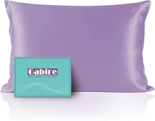 Gabire Mulberry Silk King Size Pillow Cases for Hair and Skin, Ultra Smooth Cooling Acne Pillow Case with Hidden Zipper Both Sides Real Silk Pillow Cases King (20"×36"), Lavender