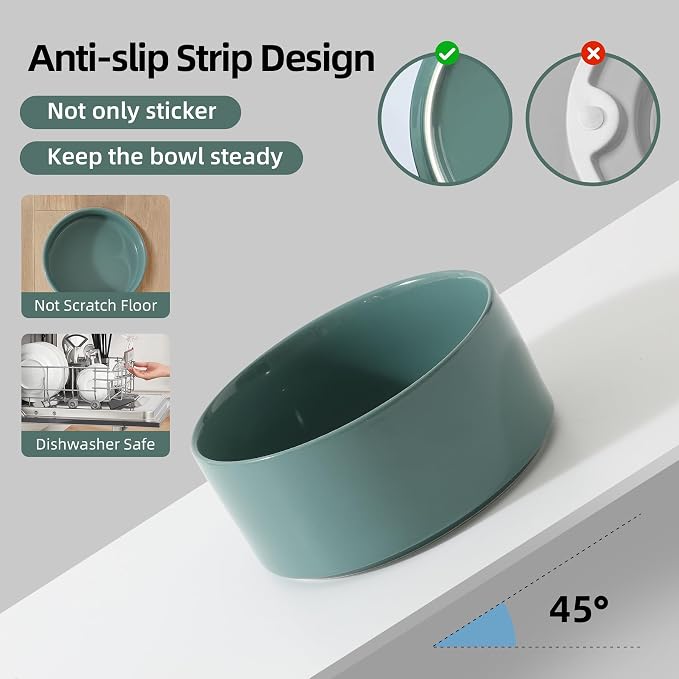 Havniva Cat Bowls Water Bowl Set of Two, 6.1” Ceramic Cat Food and Water Bowl Whisker Friendly Pet Food Bowls for Indoor Cats, Wide Cat Water Dish Prevent Whisker Fatigue Non Slip Cat Feeder