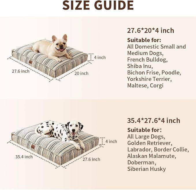 SOMAHE 4 Inch Orthopedic Dog Bed for Crate, 35 x 27 Inch, Orange Chenille | Washable Removable Cover, Waterproof Inner Liner, Non-Slip Bottom, Orthopedic Dog Crate Mattress for Medium & Large Dogs