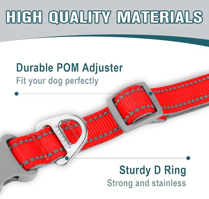 Dog Collar for Medium Small Large Dogs Reflective with Leash,Collar and Leash for Dogs,Soft Neoprene Padded 2 Pack(Red,S)