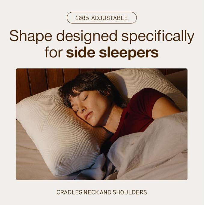 Coop Home Goods Adjustable Latex Cut-Out Pillow Queen, Talalay Latex & Microfiber Fill, Ergonomic Shoulder Cut-Out, Naturally Cooling, Eco-Friendly, Medium Firm for Side Sleepers, GREENGUARD Gold