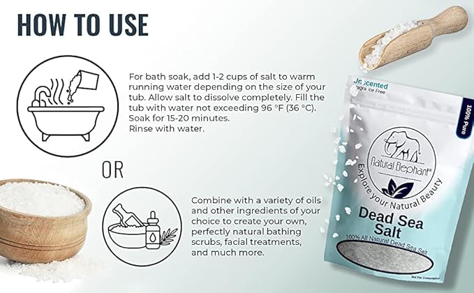 Natural Elephant Dead Sea Bath Salt | 5 Pound Bag (80oz) | 100% Natural and Pure| Coarse Grain | Ideal for Baths and Soaks