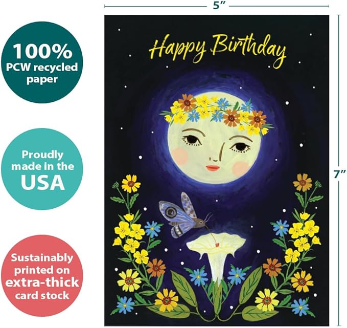 Tree-Free Greetings - Birthday Card - Artful Designs - 1 Card + Matching Envelope - Made in USA - 100% Recycled Paper - 5 x 7 - Light Love Spirit (GO65242)