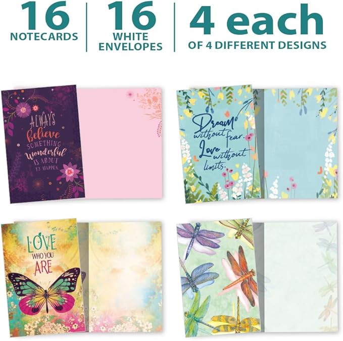 Tree-Free Greetings - All Occasion Cards - Artful Designs - 16 Assorted Cards + White Envelopes - Made in USA - 100% Recycled Paper - 4"x6" - Always Believe (FP54256)