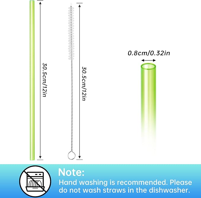 NiHome 12-Pack Plastic Reusable Drinking Straws Fit for Stanley 40 oz 30oz 64 oz Tumbler, 6 Color 12 In Reusable Straws Fit for Stanley Cups, 2 Brushes, BPA-Free for Cold & Hot Drinks (Gradient Blue)