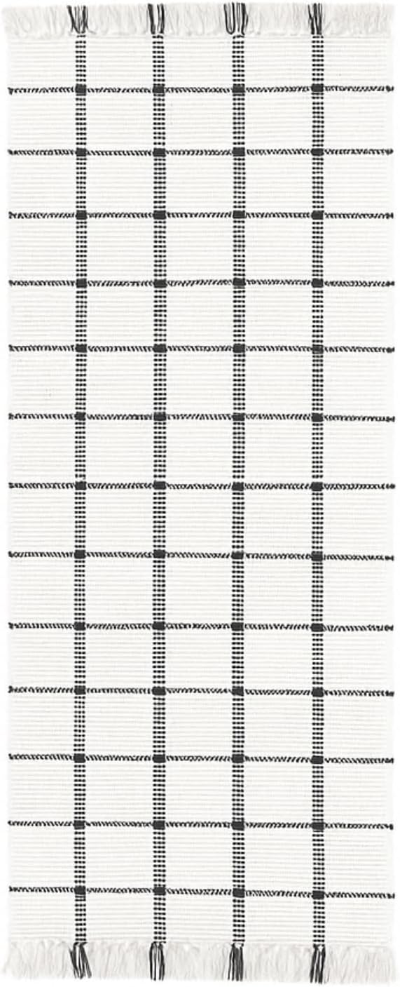 PEARL+CREEK Flenn Checkered Rug Runner Handwoven Cotton Washable 2x8ft, 1PC