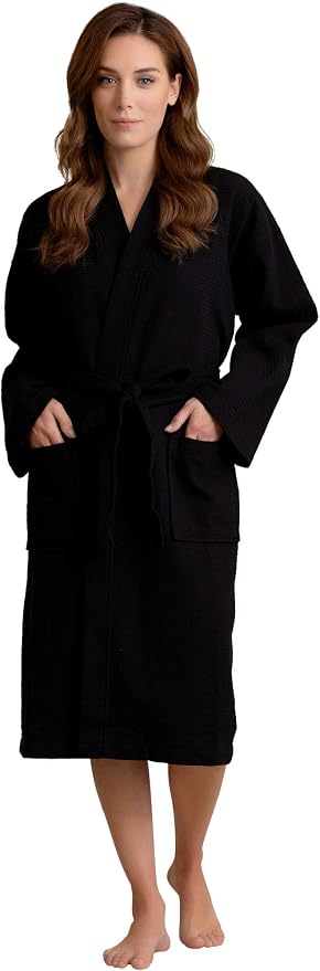 Women's Personalized Luxury Cotton Bathrobe-Customizable Waffle Lightweight Robe-Soft & Absorbent