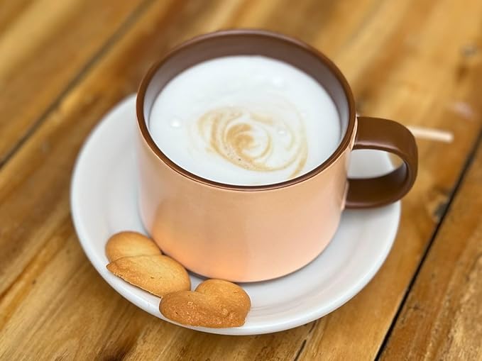 Hand Painted 12 oz Two‑Tone Ceramic Coffee Mug | Beige and Brown Matte | Dishwasher and Microwave Safe | Minimalist Home and Office Cup for Cappuccino, Latte, Cereal, Tea and Yogurt