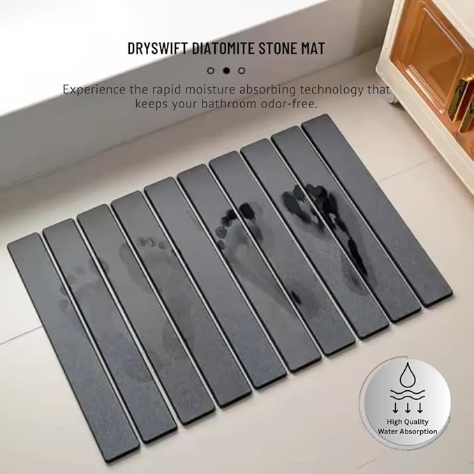Large Stone Dish Drying Mat for Kitchen Counter – Collapsible Quick Drying Dish Mats | Versatile Dish Stone Drying Mat for Cups Dishes Bottles | Non-Slip Kitchen Sink Mat | (23″ × 15.5″) Dark Grey