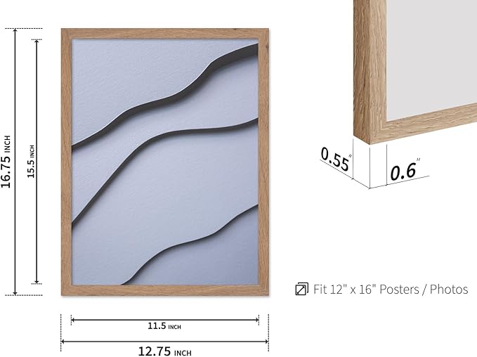 Monem Art Minimalist White Paper Waves Print - Abstract Scandinavian Texture Poster - Wall Decor for Living Room, Bedroom or Office - 12x16 Beige Framed Wall Art by Mareike Bohmer