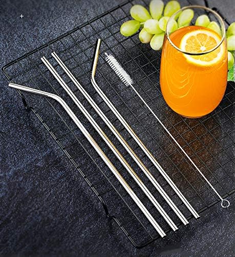 Set of 48 Stainless Steel Metal Straws 8.5'' Reusable Drinking Straws For 20oz Tumblers Yeti 6mm Diameter (48 Bent)