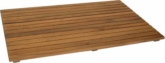 SeaTeak Rectangular Wooden Teak Shower Mat | Waterproof Mat | Indoor Bath Mat | Outdoor Shower Platform | 31.5" L x 19.75" W x 1.25" H