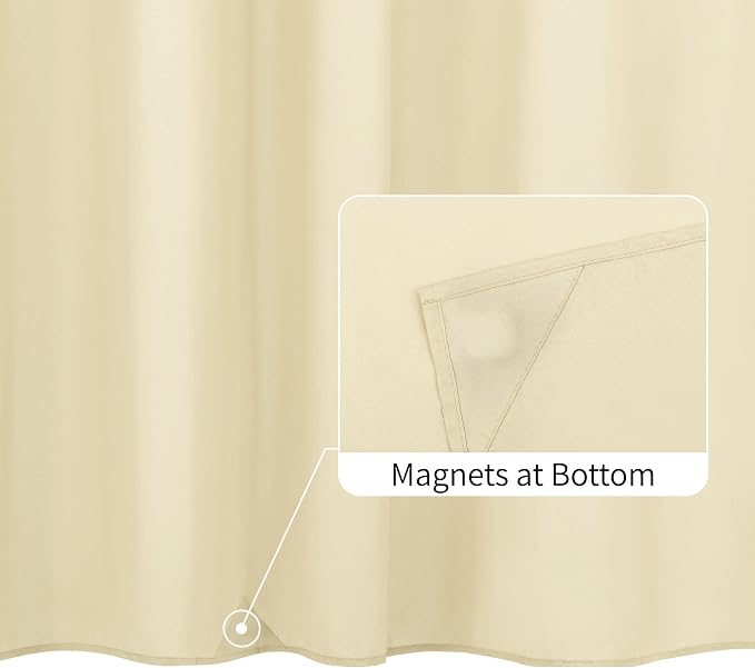 ALYVIA SPRING Stall Fabric Shower Curtain Liner Waterproof - Soft & Lightweight Long Stall Size Shower Curtain with Magnets, Machine Washable - 54x78, Cream