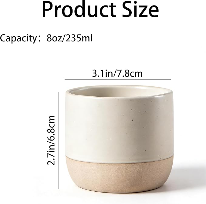 Japanese Ceramic Mug, Vintage Tea Cup, 8oz Cup, No Handle Drinking Cup for Latte Milk Water Beverage Juice Microwave and Dishwasher Safe (Beige)