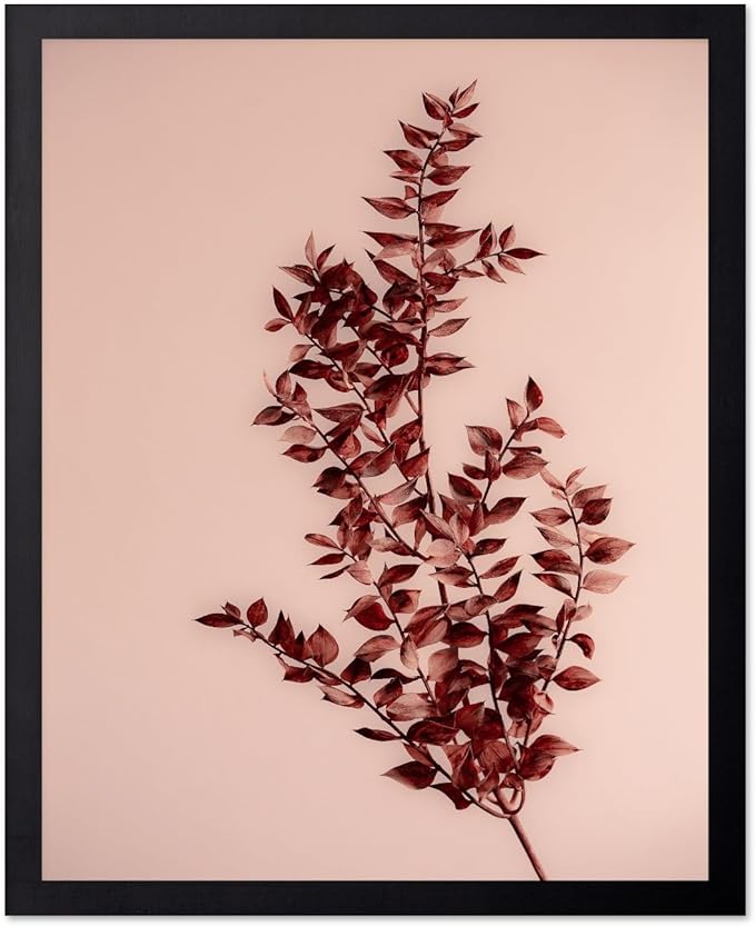 Monem Art Dried Red Botanical Branch Print - Minimalist Boho Nature Poster - Wall Decor for Living Room, Bedroom or Office - 24x32 Unframed Wall Art by Mareike Bohmer