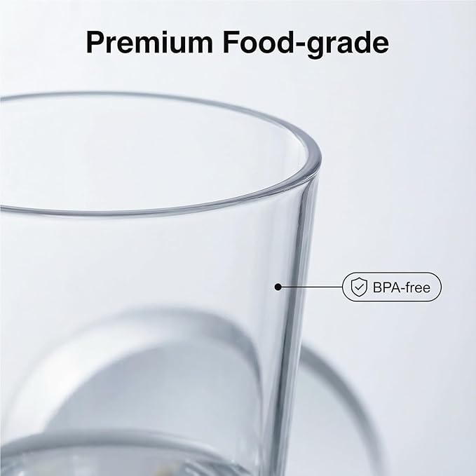 12 oz Clear Drinking Glasses - Unbreakable Acrylic Glasses Drinkware set of 6 - BPA Free Dishwasher Safe Reusable Plastic Cups for Kitchen Party Outdoor (Look Like Glass)