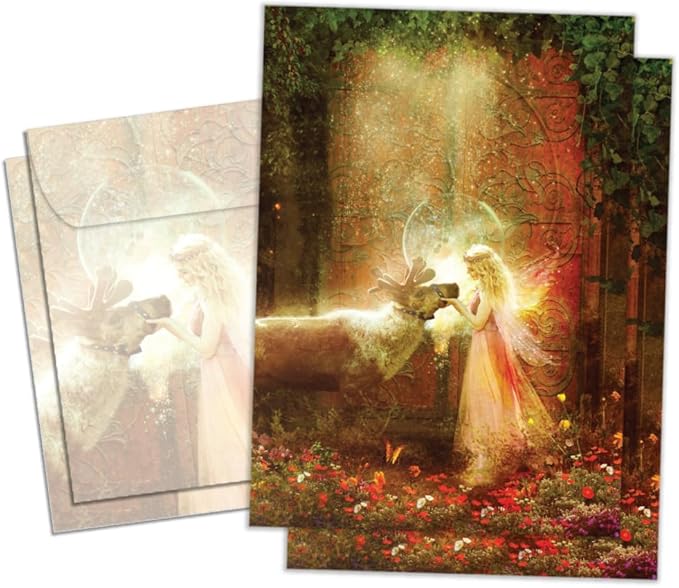 Tree-Free Greetings - Winter Solstice Greeting Cards - Artful Designs - 2 Cards + Matching Envelopes - Made in USA - 100% Recycled Paper - 5"x7" - Gentle Kindness (GT64280)