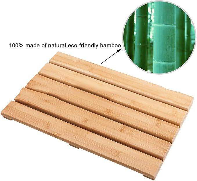 Wooden Bamboo Bath,Natural Wooden Shower Mat,Bamboo Wood Bath Mats for Bathroom,Non Slip Bathmat, Wooden Rug for Shower Tub Spa and Sauna Floors,for Indoor Outdoor,70x90cm/28x36in