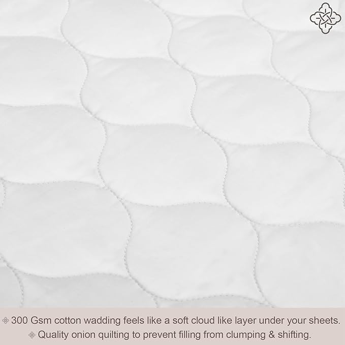 Bioweaves 100% Organic Cotton Mattress Pad Cover, GOTS Certified Cooling 300 GSM Quilted Fitted Mattress Topper & Protector with Soft Cotton Wadding - White, 20 Inch Deep Pocket, Twin