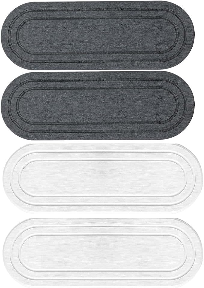2PCS Diatomite Earth Sink Tray, Fast Drying Soap Dish with Striped Drainage Pad, Silicone Footed Kitchen Faucet Mat, Absorbent Stone Coaster(B)