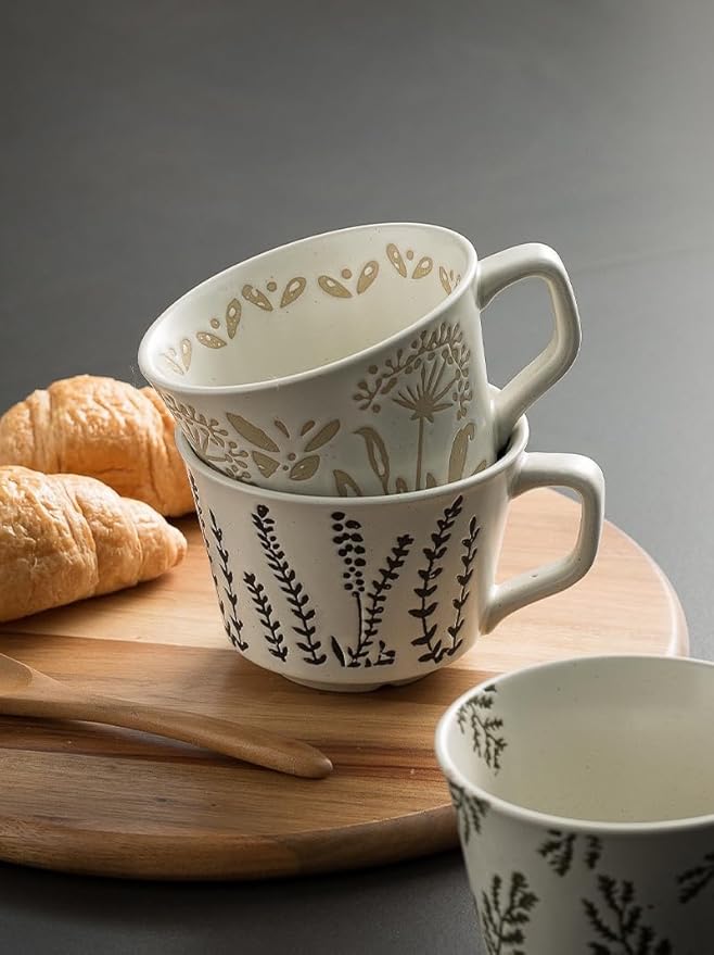 Handmade Ceramic Vintage Coffee Cup, 12oz Porcelain Mug 1 pc, Novelty Coffee Mugs Stoneware, Dishwasher & Microwave Safe, Cup for Coffee, Tea, Hot Chocolate, Housewarming Gifts for Women Men