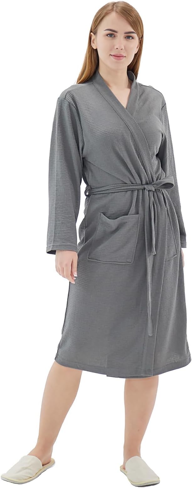 Women's Robes Luxury cotton Lightweight Summer Long Plus Size BathRobes for Women Soft Kimono Spa Knit Waffle Robes