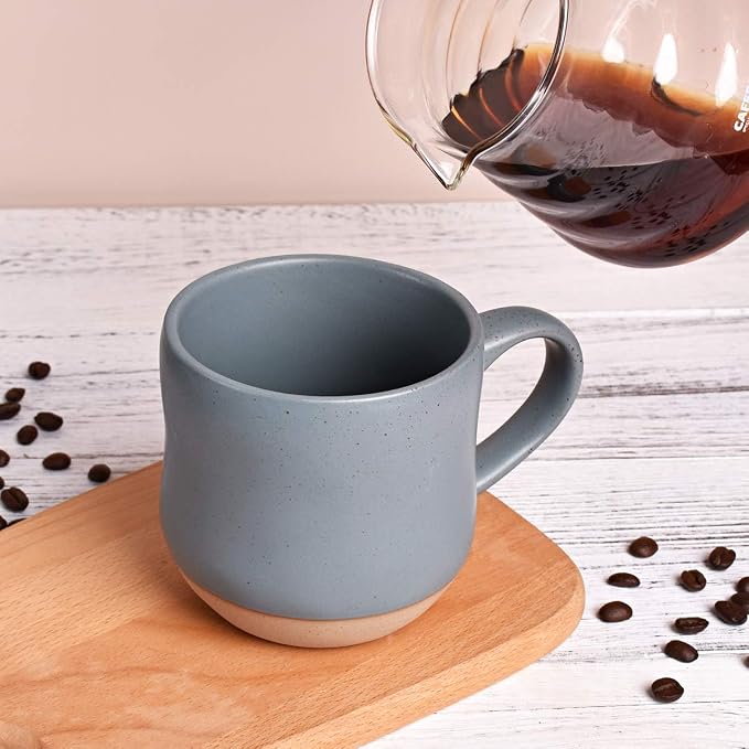 Bosmarlin Large Stoneware Speckled Coffee Mugs Set of 2, Big Tea Cup, 17 Oz, Dishwasher and Microwave Safe (Blue, 2)