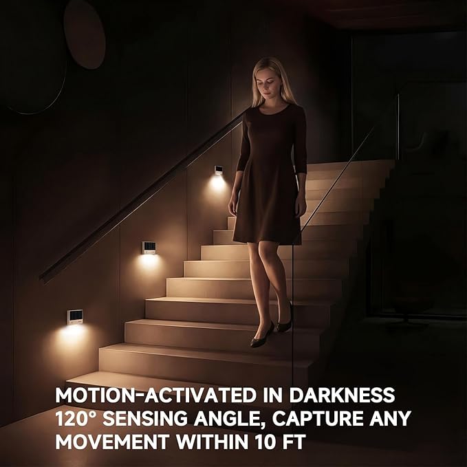 Solar Night Light Indoor: Motion Sensor Night Light with No Charging Needed, Magnetic Wall Mount for Stairway, 3000K Soft Warm Light for Bedroom, Bathroom, Livingroom, Hallways