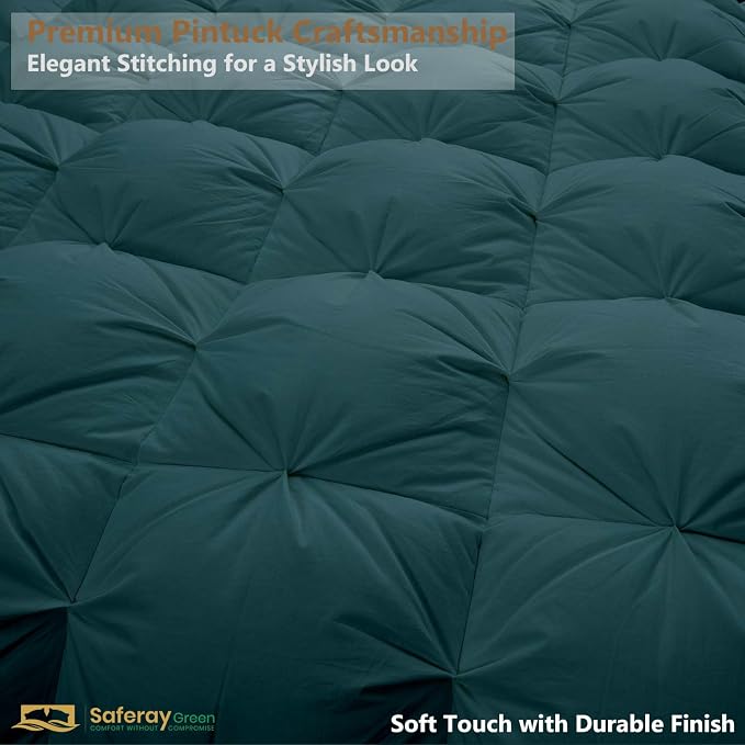 Super King Size Down Alternative Comforter 110x96 Inch Teal – 500 GSM Ultra Soft Breathable, Luxury Pintuck Pinch Pleat, All Season Duvet Insert with Corner Tabs, Machine Washable