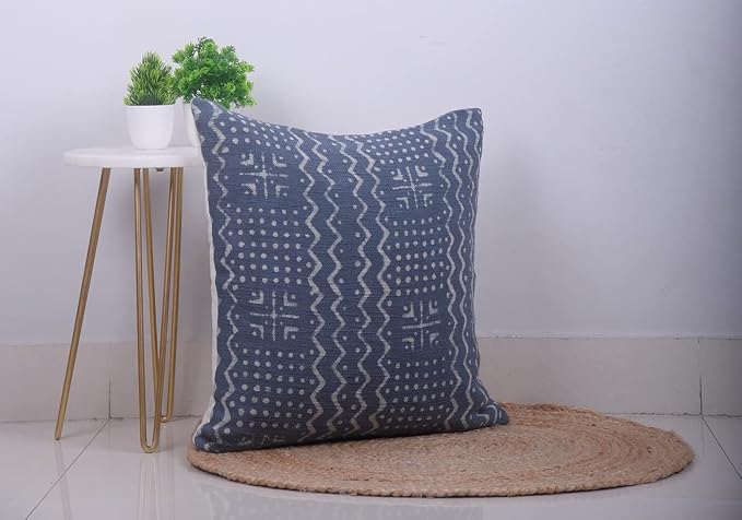 Trade Star Handloomed Spring Cushion Cover Handmade Cotton Pillow Case 100% Cotton Mudcloth Pillow Cover Rustic Modern Tribal Framhouse Throw Pillow Cases (Dark Grey ALMA 18X18 INCHES)